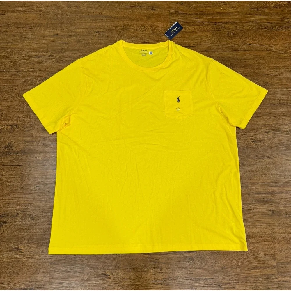 Polo Ralph Lauren Yellow Classic Fit Pony Short Sleeve Pocket T Shirt Men's 4XLT